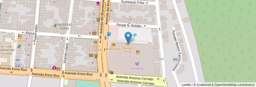 Mapa de ubicacion de Burger King en 阿根廷, Salta, Capital, Municipio De Salta, Salta.
