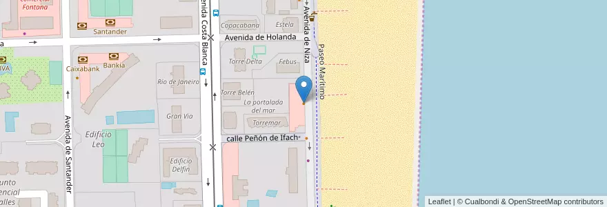Mapa de ubicacion de Burguer Beach en Espagne, Communauté Valencienne, Alicante, L'Alacantí, Alicante.