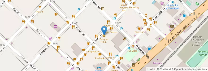 Mapa de ubicacion de Burguer Club, Palermo en 아르헨티나, Ciudad Autónoma De Buenos Aires, 부에노스아이레스.