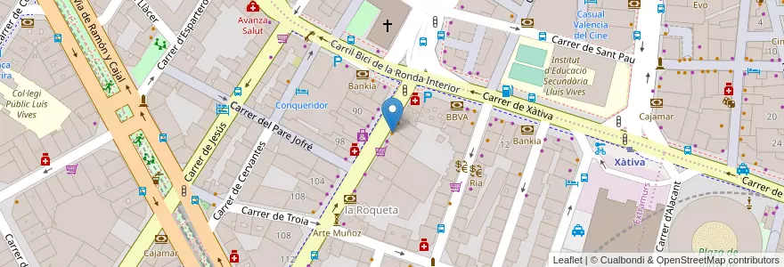 Mapa de ubicacion de Burguer King en スペイン, バレンシア州, València / Valencia, Comarca De València, València.