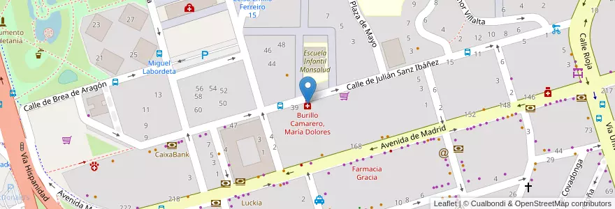 Mapa de ubicacion de Burillo Camarero, María Dolores en 스페인, Aragón, 사라고사, Zaragoza, 사라고사.