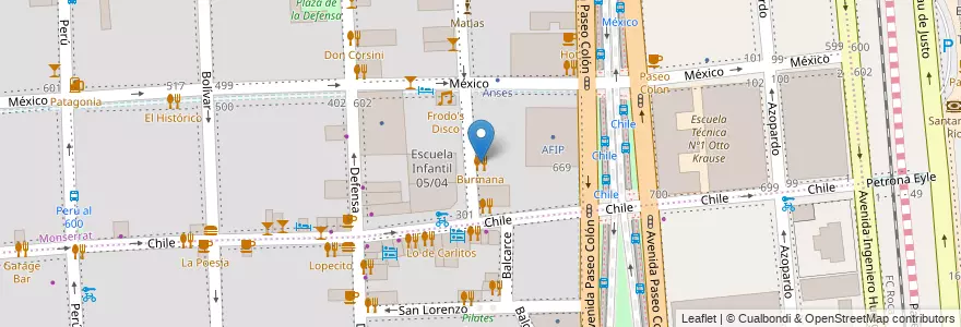 Mapa de ubicacion de Burmana, Montserrat en 阿根廷, Ciudad Autónoma De Buenos Aires, Comuna 1, 布宜诺斯艾利斯.