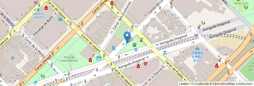Mapa de ubicacion de Bus parking en إسبانيا, كتالونيا, برشلونة, بارسلونس, Barcelona.