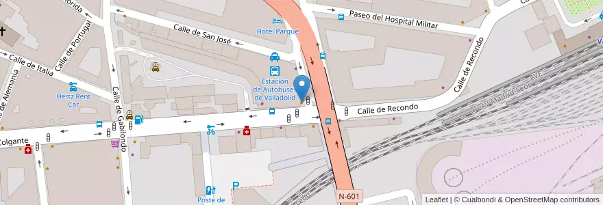 Mapa de ubicacion de Bus Stop en اسپانیا, Castilla Y León, Valladolid, Valladolid.