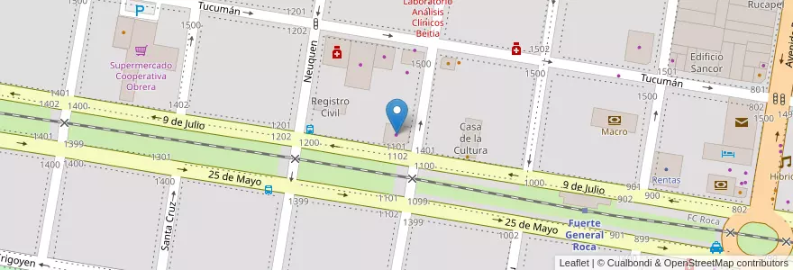 Mapa de ubicacion de Busin Motos en アルゼンチン, リオネグロ州, General Roca, Departamento General Roca, General Roca.