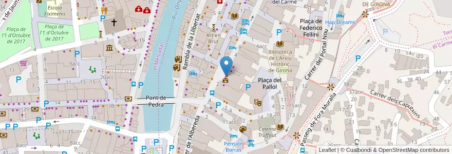 Mapa de ubicacion de Bústia de correus de l'entrada de l'Ajuntament en Sepanyol, Catalunya, Girona, Gironès, Girona.