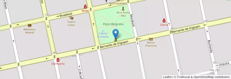 Mapa de ubicacion de Busto Rivadavia en アルゼンチン, ブエノスアイレス州, Partido De Coronel De Marina Leonardo Rosales, Punta Alta.