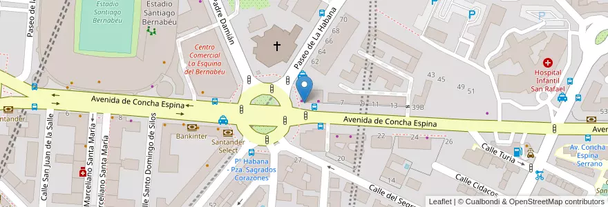 Mapa de ubicacion de Buzón de Correos en اسپانیا, بخش خودمختار مادرید, بخش خودمختار مادرید, Área Metropolitana De Madrid Y Corredor Del Henares, مادرید.