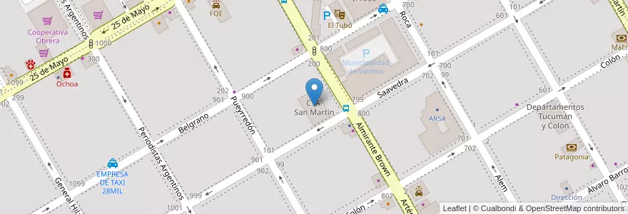 Mapa de ubicacion de C. A. San Martín en 아르헨티나, 리오네그로주, Departamento Adolfo Alsina, Viedma, Viedma.