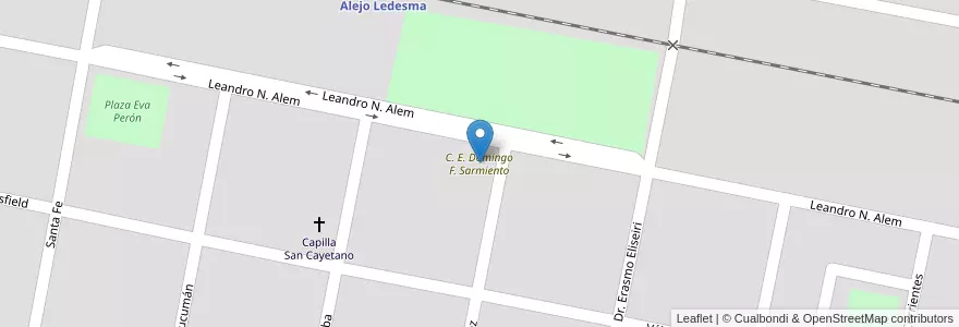 Mapa de ubicacion de C. E. Domingo F. Sarmiento en 阿根廷, Córdoba, Departamento Marcos Juárez, Pedanía Tunas, Municipio De Alejo Ledesma, Alejo Ledesma.