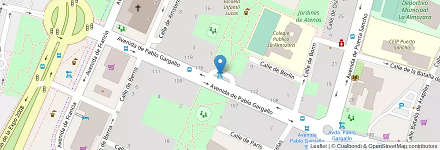 Mapa de ubicacion de C/ Pablo Gargallo - C/ Jardines de Atenas en Espagne, Aragon, Saragosse, Zaragoza, Saragosse.