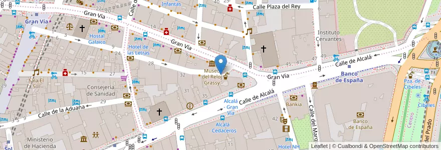 Mapa de ubicacion de CABALLERO DE GRACIA, CALLE, DEL,38 en إسبانيا, منطقة مدريد, منطقة مدريد, Área Metropolitana De Madrid Y Corredor Del Henares, مدريد.