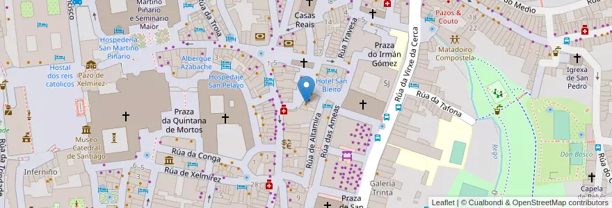 Mapa de ubicacion de Cabalo branco en Spain, Galicia, A Coruña, Santiago, Santiago De Compostela.