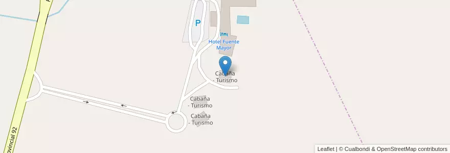 Mapa de ubicacion de Cabaña - Turismo en Аргентина, Чили, Мендоса, Departamento Tunuyán, Distrito Colonia Las Rosas, Distrito Vista Flores.