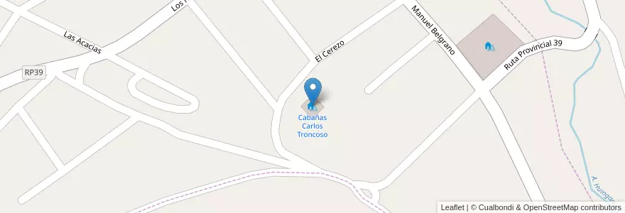 Mapa de ubicacion de Cabañas Carlos Troncoso en アルゼンチン, チリ, ネウケン州, Departamento Minas, Huinganco, Huinganco.