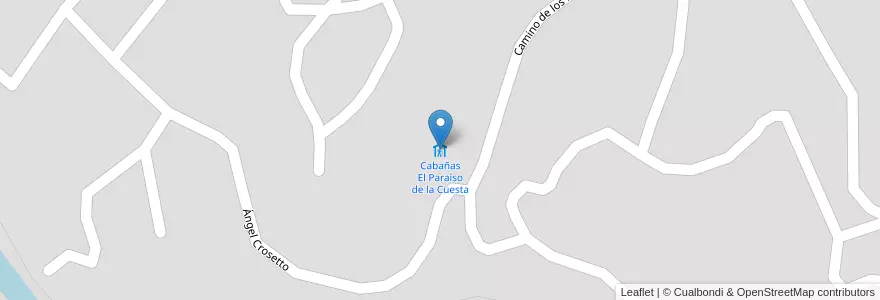 Mapa de ubicacion de Cabañas El Paraíso de la Cuesta en Аргентина, Кордова, Departamento Punilla, Pedanía Santiago, Comuna De Cuesta Blanca.