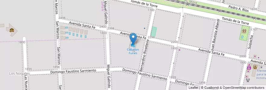 Mapa de ubicacion de Cabañas Funes en Argentinië, Santa Fe, Departamento Rosario, Municipio De Funes, Funes.