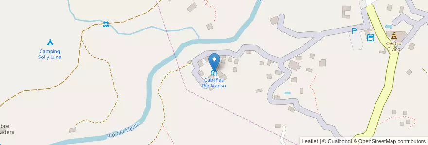 Mapa de ubicacion de Cabañas Rio Manso en 阿根廷, Córdoba, Departamento Calamuchita, Pedanía Los Reartes, Comuna De La Cumbrecita, La Cumbrecita.