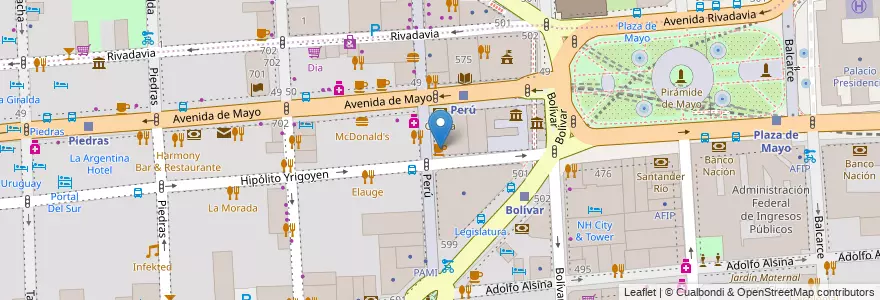 Mapa de ubicacion de Cabildo de Buenos Aires, Montserrat en アルゼンチン, Ciudad Autónoma De Buenos Aires, Comuna 1, ブエノスアイレス.