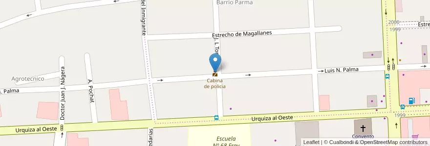 Mapa de ubicacion de Cabina de policia en Argentine, Province D'Entre Ríos, Departamento Gualeguaychú, Gualeguaychú, Gualeguaychú, Distrito Costa Uruguay Sur.