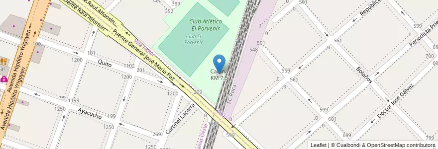 Mapa de ubicacion de Cabina KM 7,5 en Argentine, Province De Buenos Aires, Partido De Lanús.