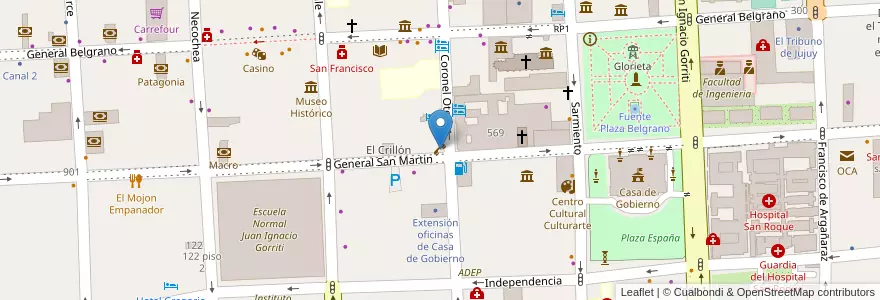 Mapa de ubicacion de Cabinas Telefonicas en アルゼンチン, フフイ州, Departamento Doctor Manuel Belgrano, Municipio De San Salvador De Jujuy.