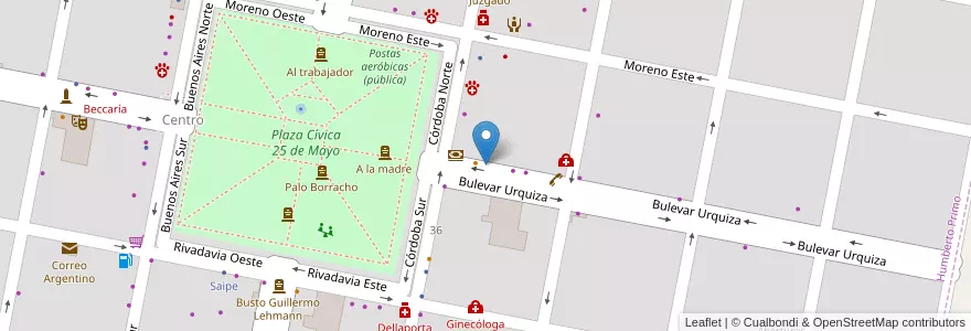 Mapa de ubicacion de Cabinas Telefónicas en アルゼンチン, サンタフェ州, Departamento Castellanos, Municipio De Humberto Primo, Humberto Primo.