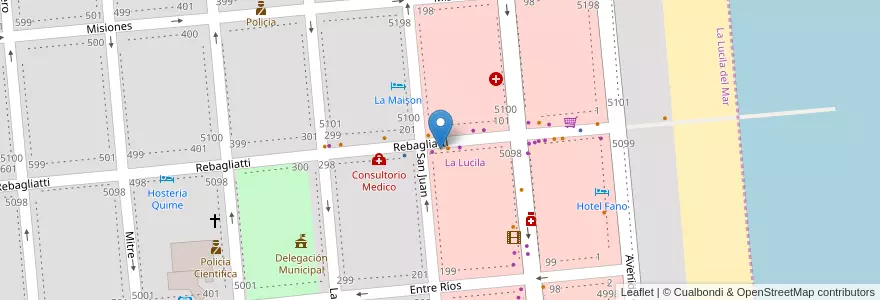 Mapa de ubicacion de Cabinas Telefonicas-Internet en Argentine, Partido De La Costa, La Lucila Del Mar.
