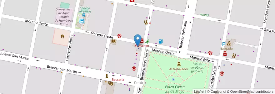 Mapa de ubicacion de Cablevisión Humberto Primo en الأرجنتين, سانتا في, Departamento Castellanos, Municipio De Humberto Primo, Humberto Primo.
