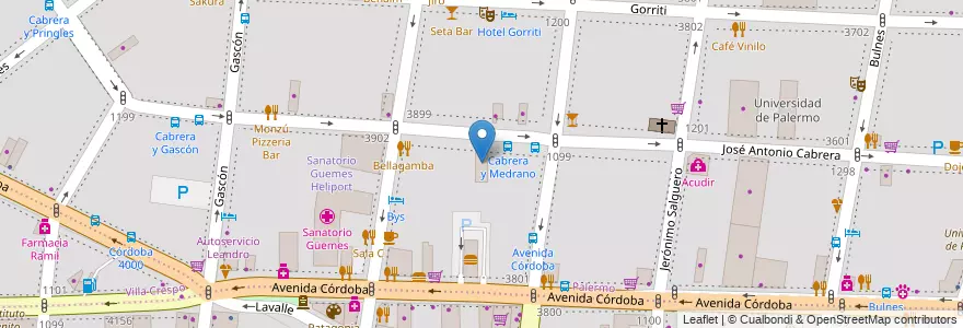 Mapa de ubicacion de Cabrera, Palermo en アルゼンチン, Ciudad Autónoma De Buenos Aires, ブエノスアイレス.