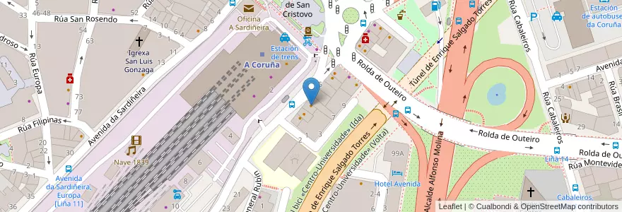 Mapa de ubicacion de Cacique en スペイン, ガリシア州, A Coruña, A Coruña, A Coruña.