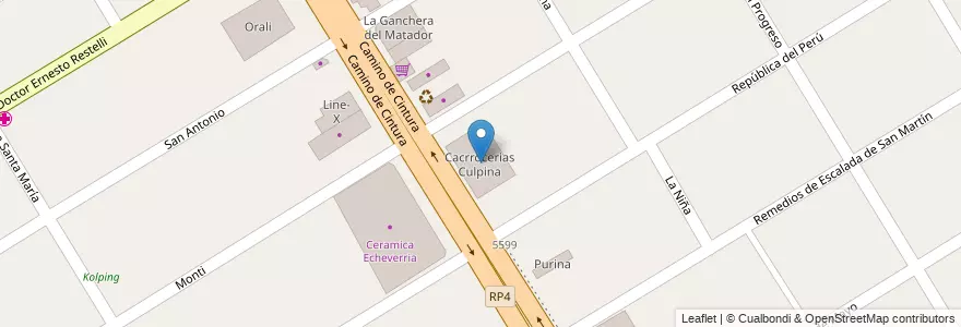 Mapa de ubicacion de Cacrrocerias Culpina en آرژانتین, استان بوئنوس آیرس, Partido De Esteban Echeverría, 9 De Abril.