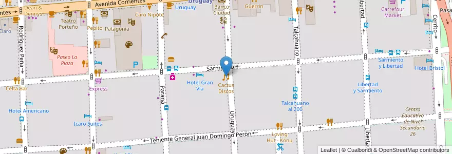 Mapa de ubicacion de Cactus Discos, San Nicolas en 阿根廷, Ciudad Autónoma De Buenos Aires, Comuna 1, 布宜诺斯艾利斯.