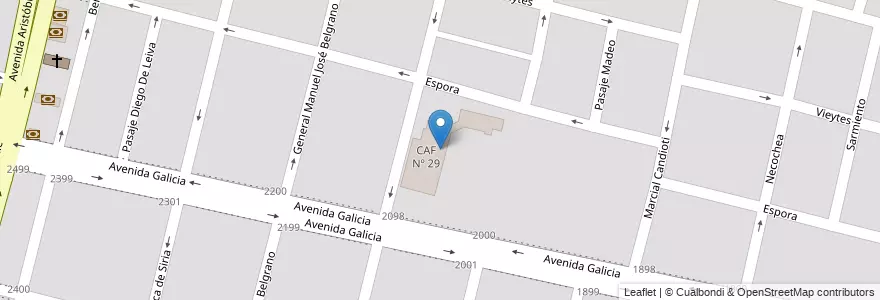 Mapa de ubicacion de CAF Nº 29 en アルゼンチン, サンタフェ州, Departamento La Capital, Santa Fe Capital, Santa Fe.