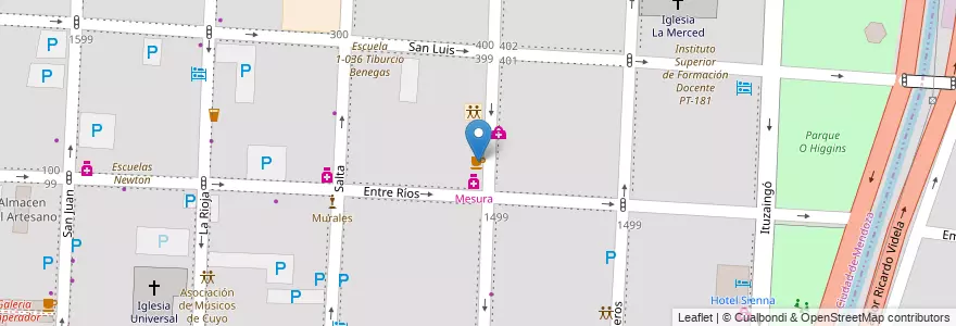 Mapa de ubicacion de Cafe en 阿根廷, 智利, Mendoza, Departamento Capital, Ciudad De Mendoza, Sección 3ª Parque O'Higgins.