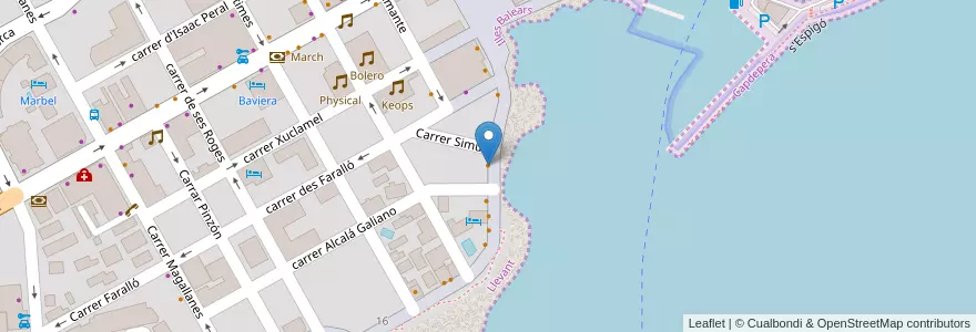 Mapa de ubicacion de Café 3 en İspanya, Balear Adaları, España (Mar Territorial), Llevant, Balear Adaları, Capdepera.
