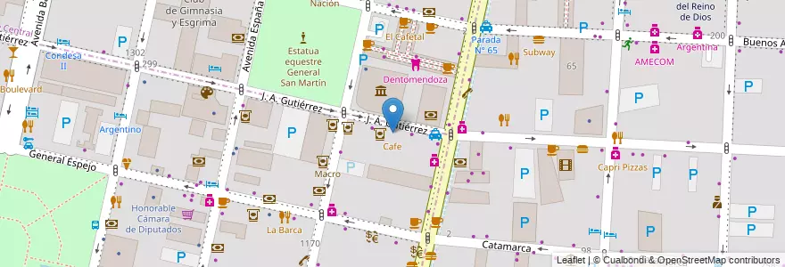 Mapa de ubicacion de Cafe en الأرجنتين, تشيلي, Mendoza, Departamento Capital, Ciudad De Mendoza.