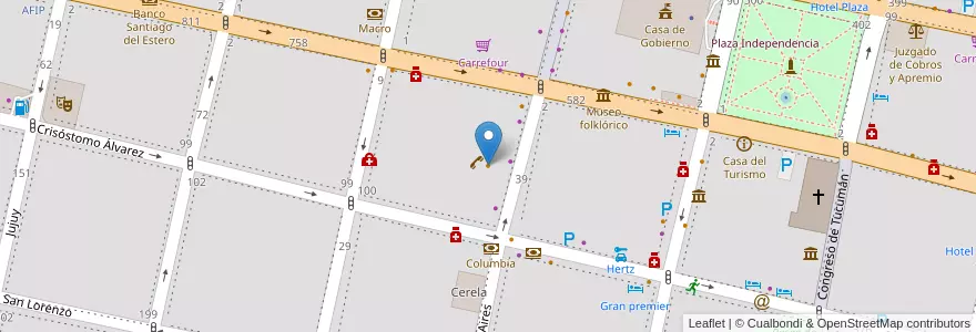 Mapa de ubicacion de Cafe en アルゼンチン, トゥクマン州, San Miguel De Tucumán, Departamento Capital, San Miguel De Tucumán.