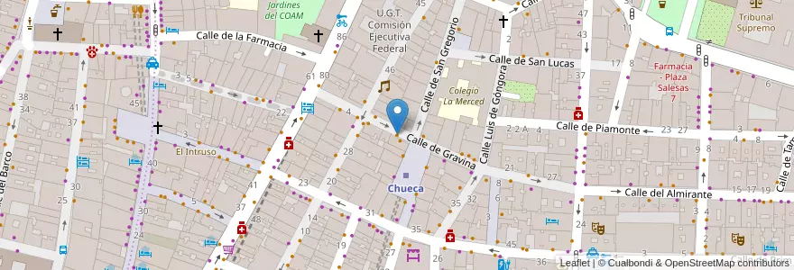 Mapa de ubicacion de Café Acuarela en Espanha, Comunidade De Madrid, Comunidade De Madrid, Área Metropolitana De Madrid Y Corredor Del Henares, Madrid.