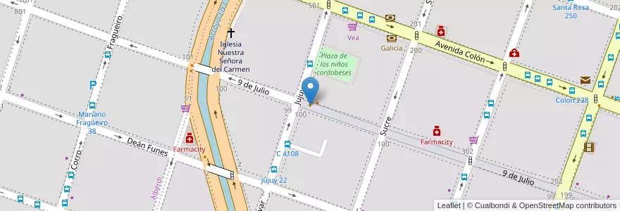 Mapa de ubicacion de Café alba libro café en Argentinien, Provinz Córdoba, Departamento Capital, Pedanía Capital, Córdoba, Municipio De Córdoba.