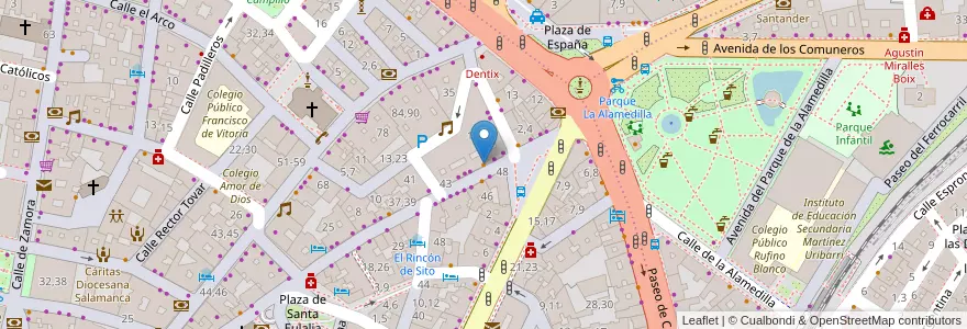 Mapa de ubicacion de Café Bar Abadengo en Spain, Castile And León, Salamanca, Campo De Salamanca, Salamanca.