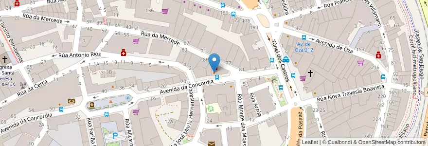 Mapa de ubicacion de Café Bar Burdeos en España, Galicia / Galiza, A Coruña, A Coruña, A Coruña.