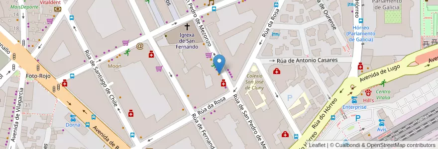 Mapa de ubicacion de Café Bar Carballal en España, Galicia / Galiza, A Coruña, Santiago, Santiago De Compostela.