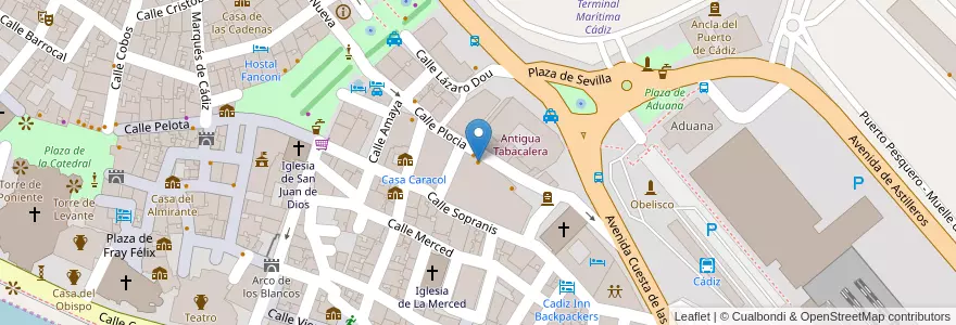Mapa de ubicacion de Cafe-bar Casa Postas en اسپانیا, Andalucía, Cádiz, Bahía De Cádiz, Cádiz.