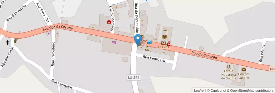 Mapa de ubicacion de Café Bar D'Mónica en スペイン, ガリシア州, Lugo, Terra Chá, Guitiriz.
