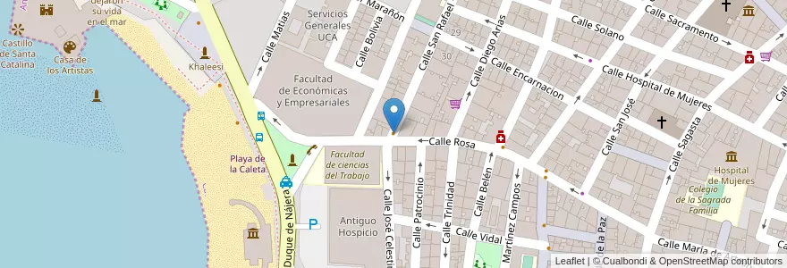 Mapa de ubicacion de Café Bar El Periquito en اسپانیا, Andalucía, Cádiz, Bahía De Cádiz, Cádiz.