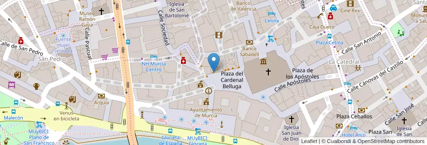 Mapa de ubicacion de Café Bar La Catedral en İspanya, Región De Murcia, Región De Murcia, Área Metropolitana De Murcia, Murcia.