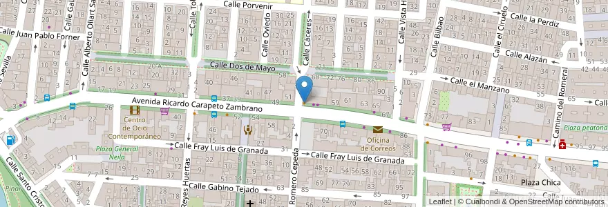 Mapa de ubicacion de Café bar La Roca en スペイン, エストレマドゥーラ州, バダホス, Tierra De Badajoz, バダホス.
