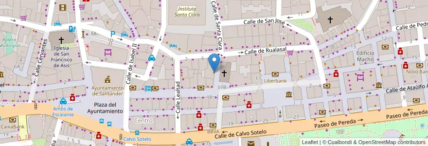 Mapa de ubicacion de Cafe bar La Sindical en スペイン, カンタブリア州, カンタブリア州, Santander, Santander.