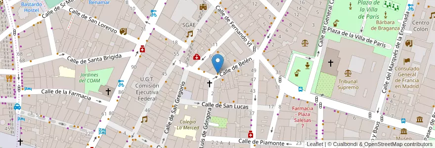 Mapa de ubicacion de Café Bar Madrid en Испания, Мадрид, Мадрид, Área Metropolitana De Madrid Y Corredor Del Henares, Мадрид.